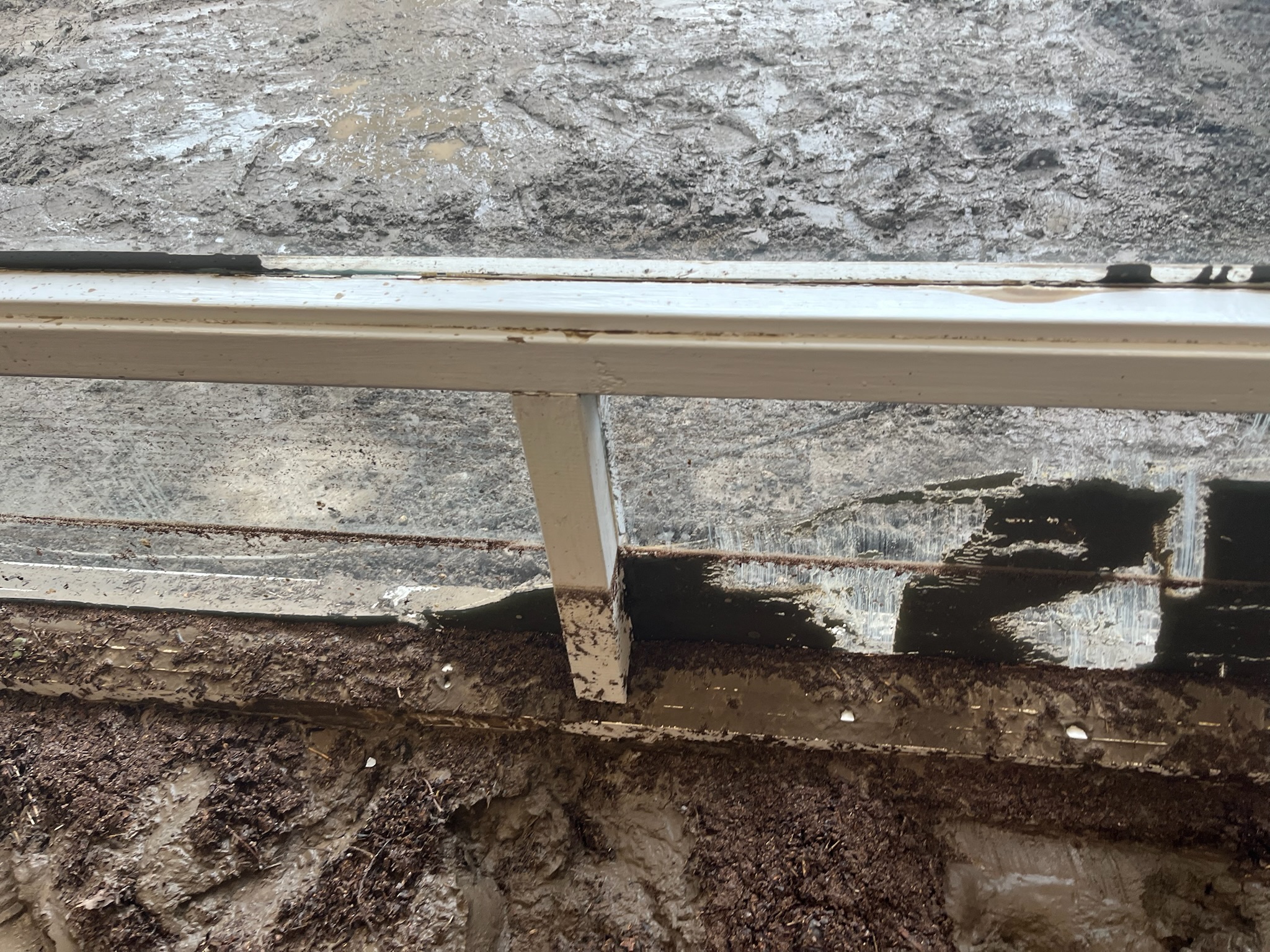 A broken window frame